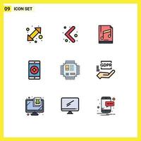 Universal Icon Symbols Group of 9 Modern Filledline Flat Colors of processor cpu computer chip mobile Editable Vector Design Elements