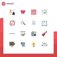 Modern Set of 16 Flat Colors and symbols such as no shop audio online buy Editable Pack of Creative Vector Design Elements