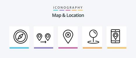 paquete de iconos de la línea 5 de mapa y ubicación, incluido el ojo. localización. minimizar. alfiler. alfiler. diseño de iconos creativos vector