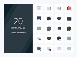 20 Chat Flat Color icon for presentation vector