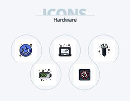 Hardware Line Filled Icon Pack 5 Icon Design. air. cooler. monitor. computer. port vector