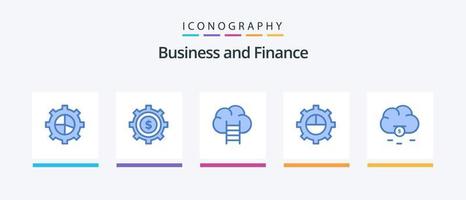 paquete de iconos de finanzas azul 5 que incluye . dinero. crecimiento. fondos. engranaje. diseño de iconos creativos vector