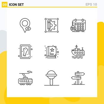 Set of 9 Vector Outlines on Grid for book meat schedule leg event Editable Vector Design Elements