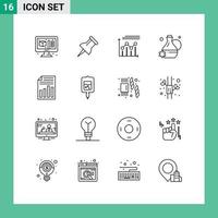 Set of 16 Vector Outlines on Grid for sheet page growth file spa Editable Vector Design Elements