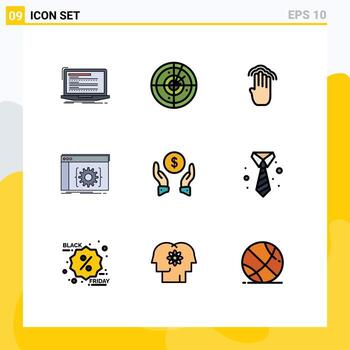 9 iconos creativos signos y símbolos modernos de tecnología de aplicaciones de desarrollador interfaz api elementos de diseño vectorial editables vector