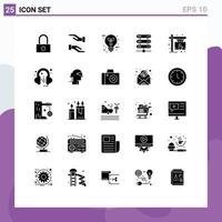 Modern Set of 25 Solid Glyphs and symbols such as shop coffee electricity storage data Editable Vector Design Elements