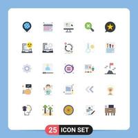 Group of 25 Modern Flat Colors Set for favorite zoom computer search increase Editable Vector Design Elements