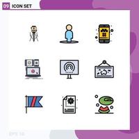 Stock Vector Icon Pack of 9 Line Signs and Symbols for desktop responsive cab mobile computer Editable Vector Design Elements