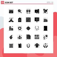 Solid Glyph Pack of 25 Universal Symbols of target tag drink back to school computer Editable Vector Design Elements