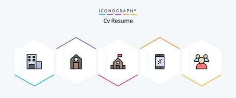 cv curriculum vitae paquete de iconos de 25 líneas completas que incluye . chat. . estudiantes vector