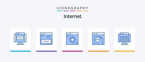 Internet Blue 5 Icon Pack Including data. application. browser. website. error. Creative Icons Design vector