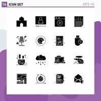 paquete de iconos vectoriales de stock de 16 signos y símbolos de línea para música, audio, papel multimedia, verificación, elementos de diseño vectorial editables ok vector