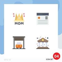 Set of 4 Modern UI Icons Symbols Signs for hat user mother hamburger garage Editable Vector Design Elements