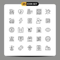 Stock Vector Icon Pack of 25 Line Signs and Symbols for matrix infrastructure mind data sound Editable Vector Design Elements