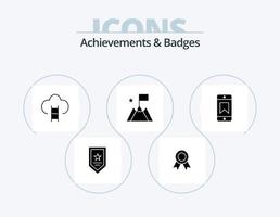 Achievements and Badges Glyph Icon Pack 5 Icon Design. achievements. success. career. mission. prize vector