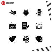 9 Universal Solid Glyphs Set for Web and Mobile Applications money economy quick day system Editable Vector Design Elements