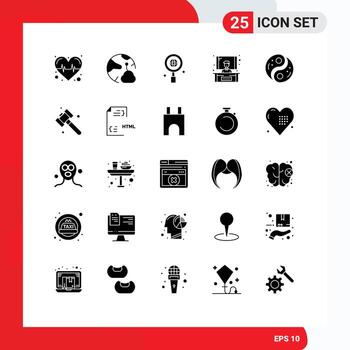 25 Universal Solid Glyphs Set for Web and Mobile Applications yang taoism business polarity presentation Editable Vector Design Elements