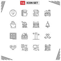 Pictogram Set of 16 Simple Outlines of bus grab art tv drawers Editable Vector Design Elements