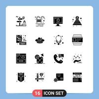 paquete de iconos de vectores de stock de 16 signos y símbolos de línea para el desarrollo de elementos de diseño de vectores editables de carrera de estructura de monitor de navegador