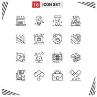 User Interface Pack of 16 Basic Outlines of event bright lab top success Editable Vector Design Elements