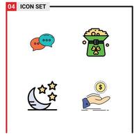 4 Creative Icons Modern Signs and Symbols of chat crescent dialogue green night Editable Vector Design Elements