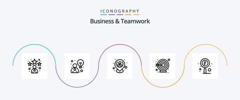 Business And Teamwork Line 5 Icon Pack Including search. quest. hr. target. darts vector