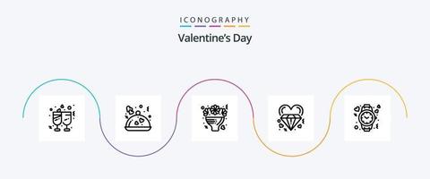 paquete de iconos de la línea 5 del día de san valentín que incluye boda. amar. ramo. corazón. celebrar vector