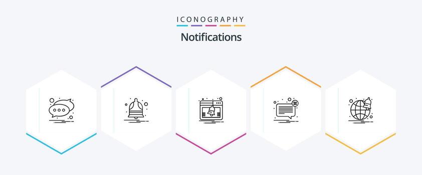 paquete de iconos de 25 líneas de notificaciones que incluye navegador. mensaje. web. correo. alerta vector