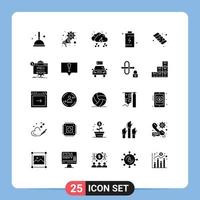 Modern Set of 25 Solid Glyphs and symbols such as energy charge cloud cell light Editable Vector Design Elements