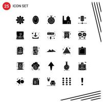 Set of 25 Modern UI Icons Symbols Signs for web hosting hosting gear computing industrial plant Editable Vector Design Elements