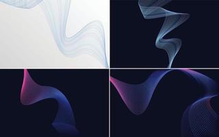 Add a unique touch to your designs with a set of 4 abstract waving lines vector