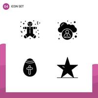 Universal Icon Symbols Group of 4 Modern Solid Glyphs of christmas holiday holidays user ecology Editable Vector Design Elements