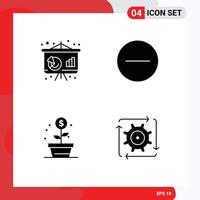 Stock Vector Icon Pack of 4 Line Signs and Symbols for business investment finance hide workflow Editable Vector Design Elements