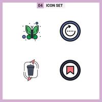 Pictogram Set of 4 Simple Filledline Flat Colors of butterfly disposal browser sync management Editable Vector Design Elements