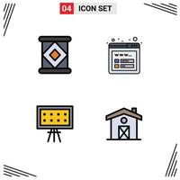 Pictogram Set of 4 Simple Filledline Flat Colors of canned presentation mockup alphabet house Editable Vector Design Elements