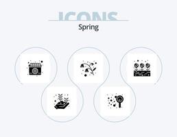 Spring Glyph Icon Pack 5 Icon Design. leaf. garden. soap. flowers. date vector