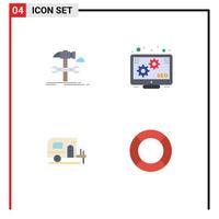 User Interface Pack of 4 Basic Flat Icons of build camp repair promotion basic Editable Vector Design Elements