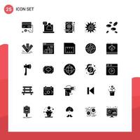 Modern Set of 25 Solid Glyphs and symbols such as hematology settings meeting gear tablet Editable Vector Design Elements