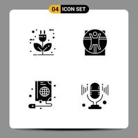 Pictogram Set of 4 Simple Solid Glyphs of auto mouse ecology man web Editable Vector Design Elements