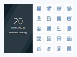 20 iconos de color azul de tecnología de la información para la presentación vector