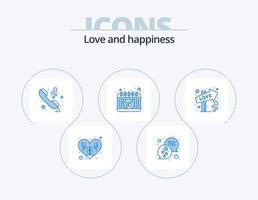 amor azul icono paquete 5 diseño de iconos. fecha. amar. comunicación. dirección. evento vector