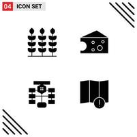 Set of 4 Modern UI Icons Symbols Signs for wheat data breakfast flowchart alert Editable Vector Design Elements