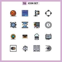 Mobile Interface Flat Color Filled Line Set of 16 Pictograms of alarm points code path market Editable Creative Vector Design Elements