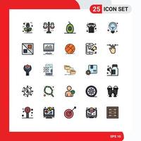 Modern Set of 25 Filled line Flat Colors Pictograph of campaigns culture test flask cultural fruits Editable Vector Design Elements