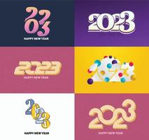 Big Collection of 2023 Happy New Year symbols Cover of business diary for 2023 with wishes vector