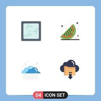 Pack of 4 Modern Flat Icons Signs and Symbols for Web Print Media such as broken download food cloud down Editable Vector Design Elements