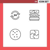 Editable Vector Line Pack of 4 Simple Filledline Flat Colors of concierge window round the clock bed puzzle Editable Vector Design Elements