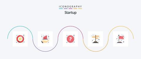 Startup Flat 5 Icon Pack Including finish. sign. help. navigation. information vector