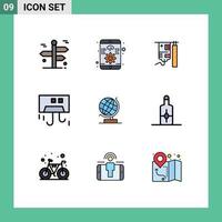 Mobile Interface Filledline Flat Color Set of 9 Pictograms of hardware cooling responsive condition treatment Editable Vector Design Elements