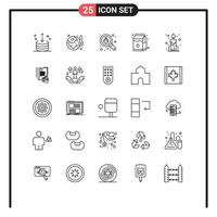 Universal Icon Symbols Group of 25 Modern Lines of candle package temperature milk search Editable Vector Design Elements